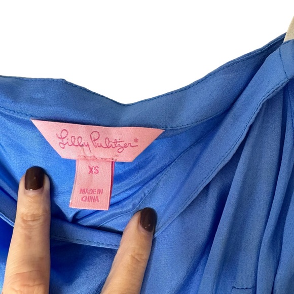 Lilly Pulitzer Sanilla Silk Off the Shoulder Blouse -Blue- Size XS - Picture 4 of 5